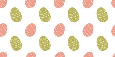 Easter Eggs minimalist seamless pattern background. Simple hand drawn vector design with decorated holiday eggshell. Backdrop for fabrics, wrapping or wallpapers.