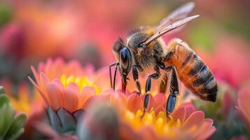 ai generado primavera sinfonía. flores, insectos y aves. foto