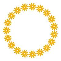 Spring minimalist floral Wreath with copy space. Hand drawn frame with  flowers. Simple Flat summer blossom decoration elements for invitation cards poster vector