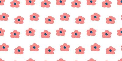 Bright seamless pattern with hand drawn spring Flowers. Summer foliage design with colorful elements for wrapping paper prints and textiles. Fun rich illustration with repeating shapes. vector