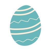 Blue Hand drawn Easter Egg. Doodle style Shell decorated with leaves and branch. Simple cute icons and elements for posters and holiday banners. vector