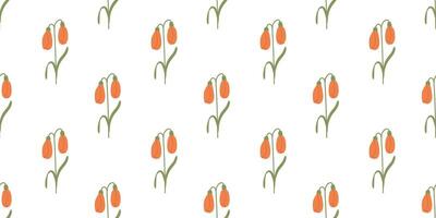 Flower seamless Pattern on white background. Spring floral repeating design for print. Flat summer vector texture. Botanical minimalistic ornament. Nature background for textile and wrapping.