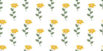 Flower seamless Pattern on white background. Spring floral repeating design for print. Flat summer vector texture. Botanical minimalistic ornament. Nature background for textile and wrapping.