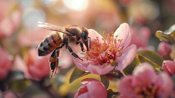 ai generado primavera sinfonía. flores, insectos y aves. foto