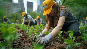 ai generado verde crecimiento. urbano repoblación forestal foto