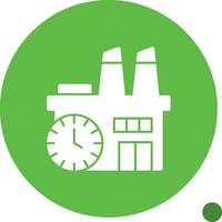 fábrica reloj glifo sombra icono vector