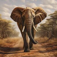 AI generated African wild elephant photo