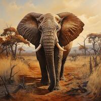 AI generated African wild elephant photo