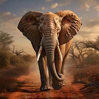 AI generated African wild elephant photo