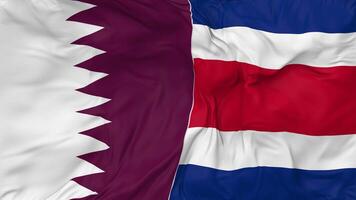 Qatar and Costa Rica Flags Together Seamless Looping Background, Looped Bump Texture Cloth Waving Slow Motion, 3D Rendering video