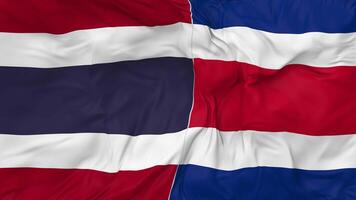 Thailand and Costa Rica Flags Together Seamless Looping Background, Looped Bump Texture Cloth Waving Slow Motion, 3D Rendering video