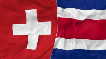 Switzerland and Costa Rica Flags Together Seamless Looping Background, Looped Bump Texture Cloth Waving Slow Motion, 3D Rendering video