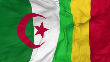 Mali and Algeria Flags Together Seamless Looping Background, Looped Bump Texture Cloth Waving Slow Motion, 3D Rendering video