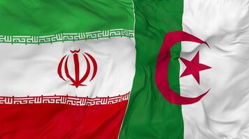 J'ai couru et Algérie drapeaux ensemble sans couture boucle arrière-plan, en boucle bosse texture tissu agitant lent mouvement, 3d le rendu video