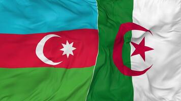 Azerbaijan and Algeria Flags Together Seamless Looping Background, Looped Bump Texture Cloth Waving Slow Motion, 3D Rendering video