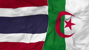 Thailand and Algeria Flags Together Seamless Looping Background, Looped Bump Texture Cloth Waving Slow Motion, 3D Rendering video