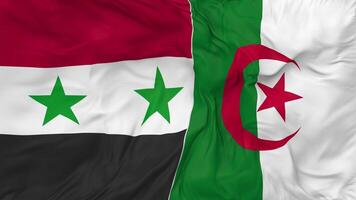 Syria and Algeria Flags Together Seamless Looping Background, Looped Bump Texture Cloth Waving Slow Motion, 3D Rendering video