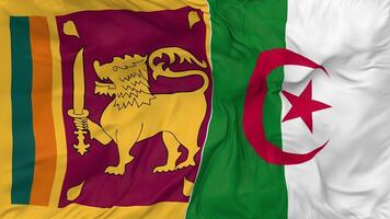 Sri Lanka and Algeria Flags Together Seamless Looping Background, Looped Bump Texture Cloth Waving Slow Motion, 3D Rendering video