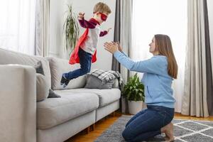 Mother and Child Playful Living Room Fun photo