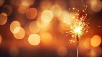 AI generated Burning sparkler with bokeh light background, photo