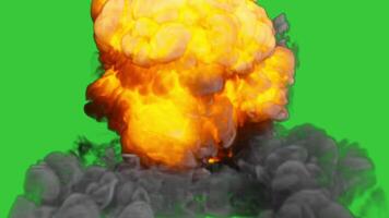 Fire explosion in tunnel on green background video