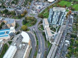 Aerial View of Central Hemel Hempstead City of England UK. November 5th, 2023 photo