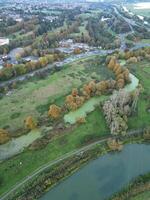 Aerial Footage of British Countryside Village Near Northampton City of England UK. October 25th, 2023 photo