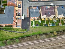 High Angle View of Arlesey Town of England UK. The Footage Was Captured During Cloudy and Rainy Day of Feb 28th, 2024 photo