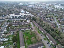 High Angle View of Central Hatfield City of England, Great Britain. March 9th, 2024 photo