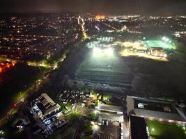 High Angle Night Footage of Illuminated Central Welwyn Garden City of England, United Kingdom, March 1st, 2024 photo