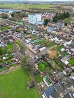 High Angle View of Arlesey Town of England UK. The Footage Was Captured During Cloudy and Rainy Day of Feb 28th, 2024 photo
