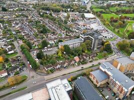 Aerial View of Residential District and Real Estate Homes at Hemel Hempstead City of England UK. November 5th, 2023 photo