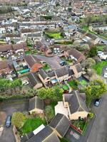 High Angle View of Arlesey Town of England UK. The Footage Was Captured During Cloudy and Rainy Day of Feb 28th, 2024 photo