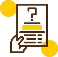 Hand with a question mark for information Yellow Lieanr Circle Icon vector