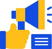 Hand with a megaphone for self-promotion Flat Two Color Icon vector