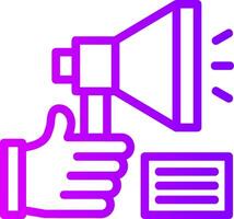 Hand with a megaphone for self-promotion Linear Gradient Icon vector