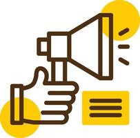 Hand with a megaphone for self-promotion Yellow Lieanr Circle Icon vector