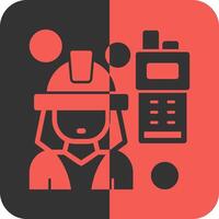 Firefighter Radio Red Inverse Icon vector