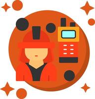 Firefighter Radio Tailed Color Icon vector