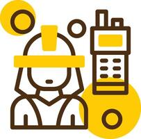 Firefighter Radio Yellow Lieanr Circle Icon vector