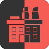 Factory Building Red Inverse Icon vector