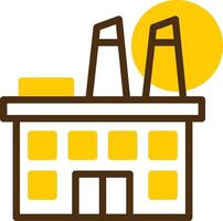 Factory Building Yellow Lieanr Circle Icon vector