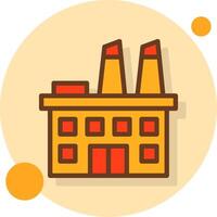 Factory Building Filled Shadow Cirlce Icon vector