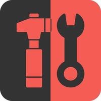 Hammer and Wrench Red Inverse Icon vector