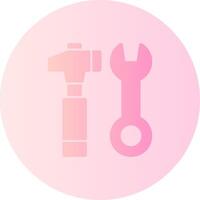 Hammer and Wrench Gradient Circle Icon vector