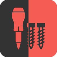 Screwdriver and Bolt Red Inverse Icon vector