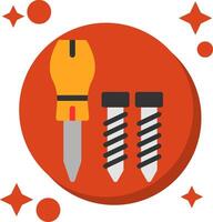 Screwdriver and Bolt Tailed Color Icon vector