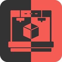 3D Printer Red Inverse Icon vector