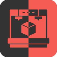 3D Printer Red Inverse Icon vector