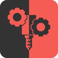 CNC Machine Red Inverse Icon vector